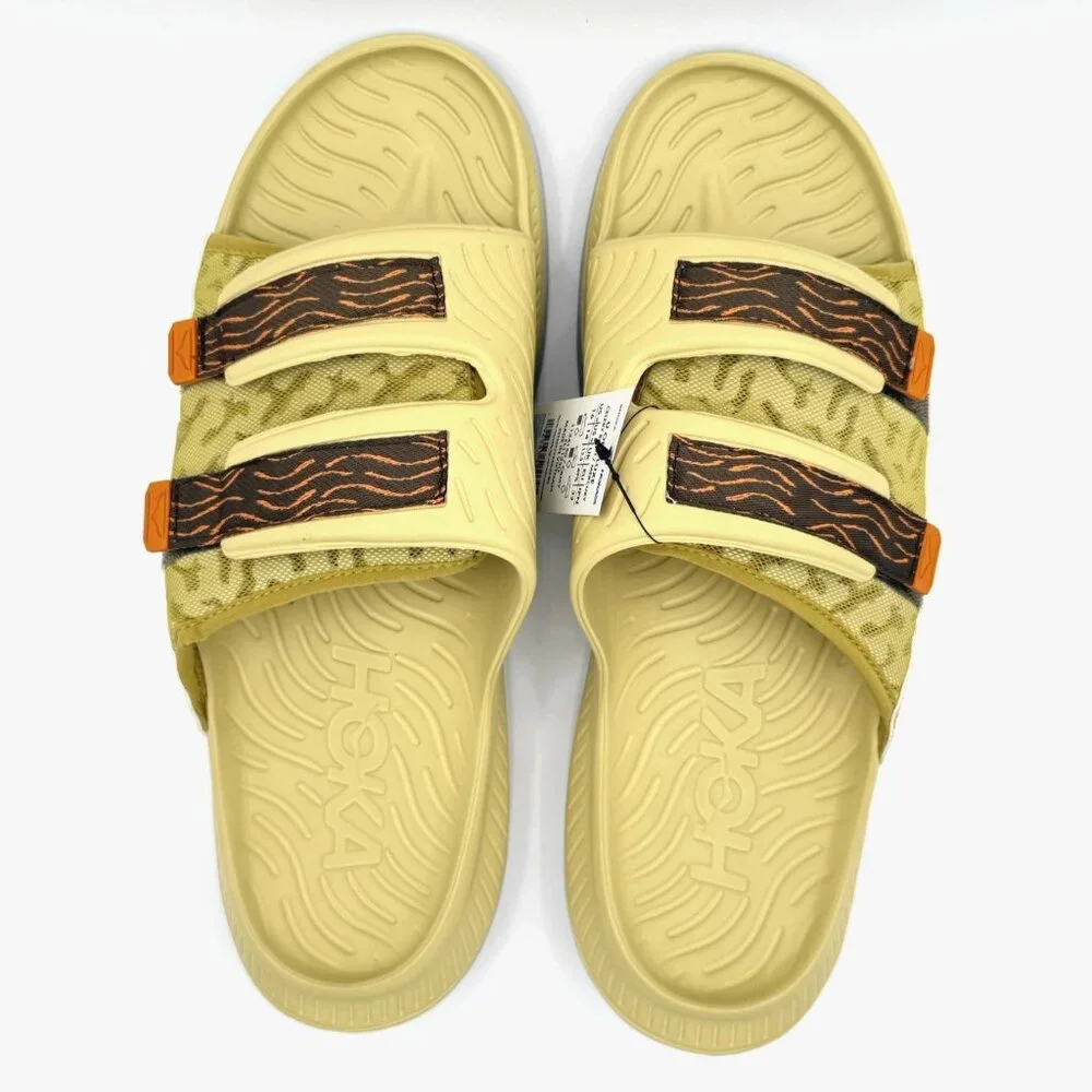 NEW Hoka One One Ora Luxe Recovery Slide Sandals Men's 14 Celery Root / Mercury - Picture 10 of 11